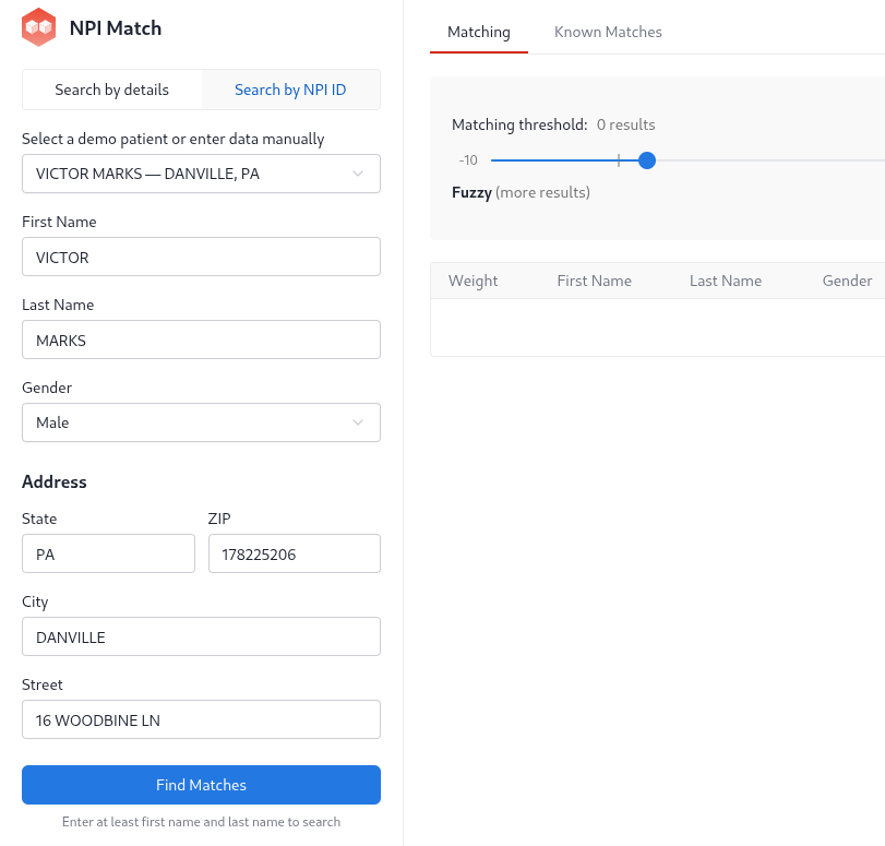 Search form screenshot